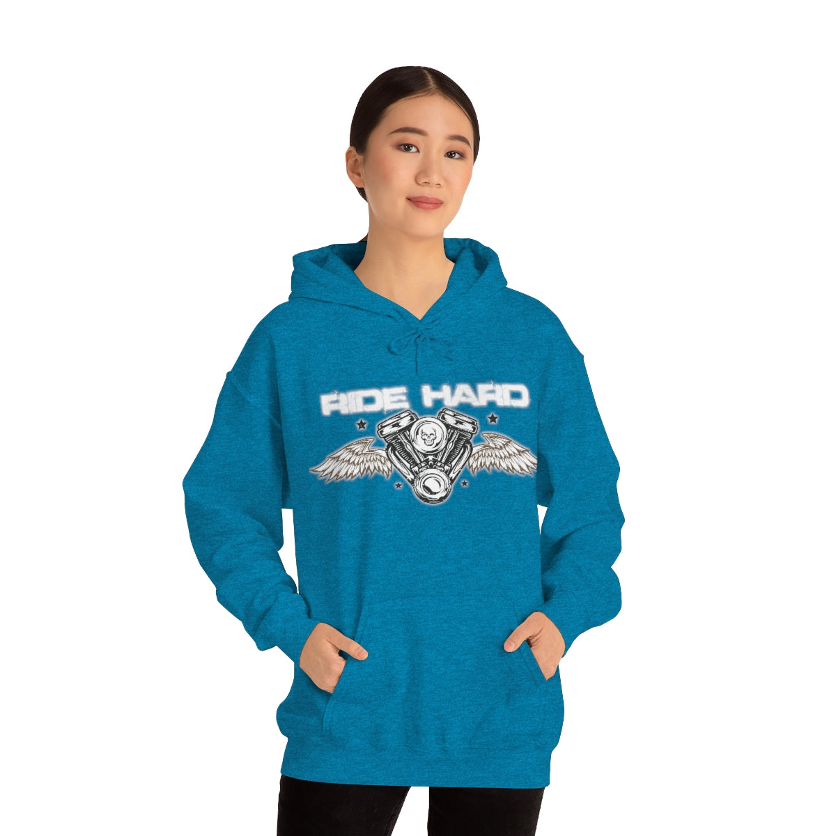 Ride Hard (White Letter) Unisex Heavy Blend™ Hooded Sweatshirt