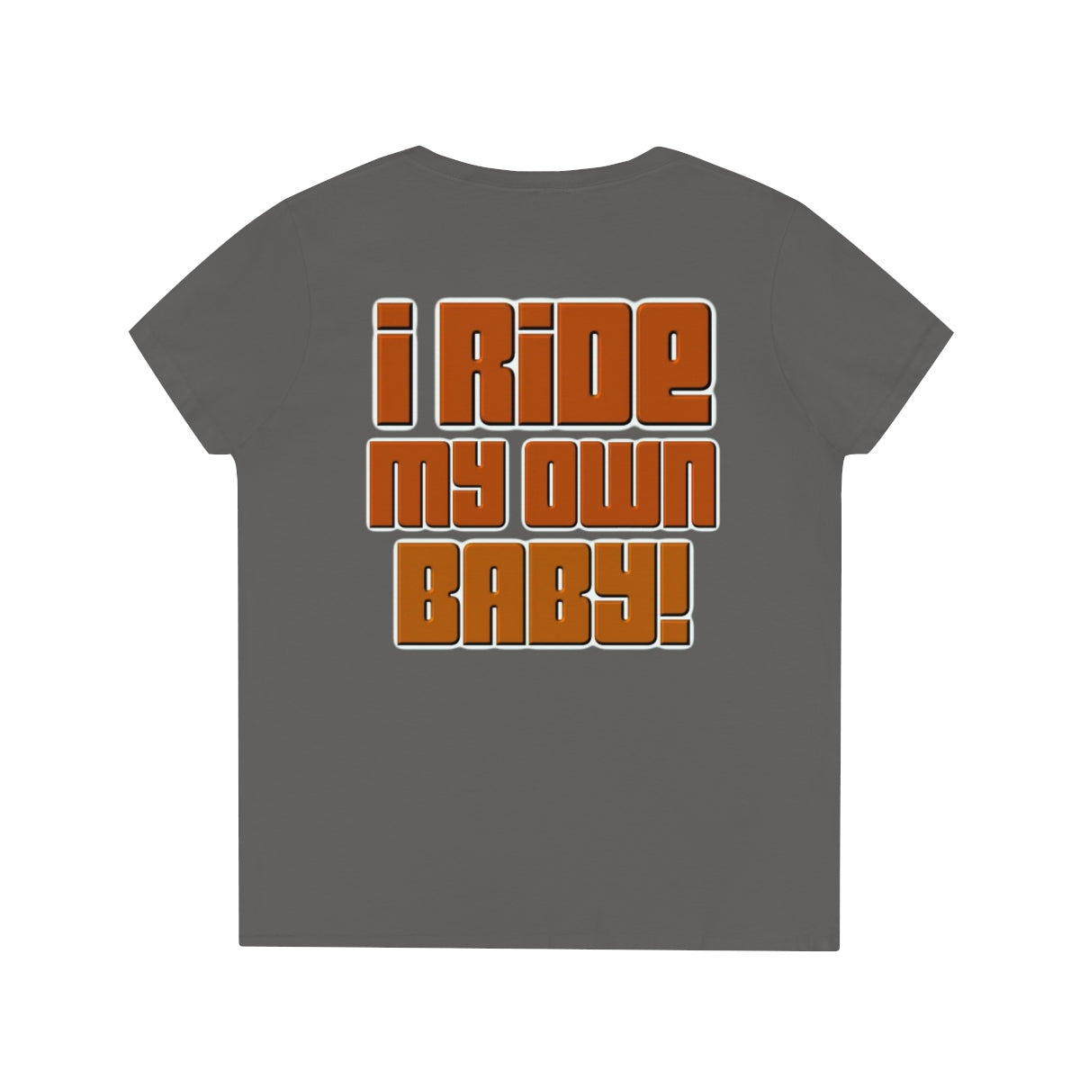 Ladies' V-Neck Bagger Babe T-Shirt (Orange Letters)