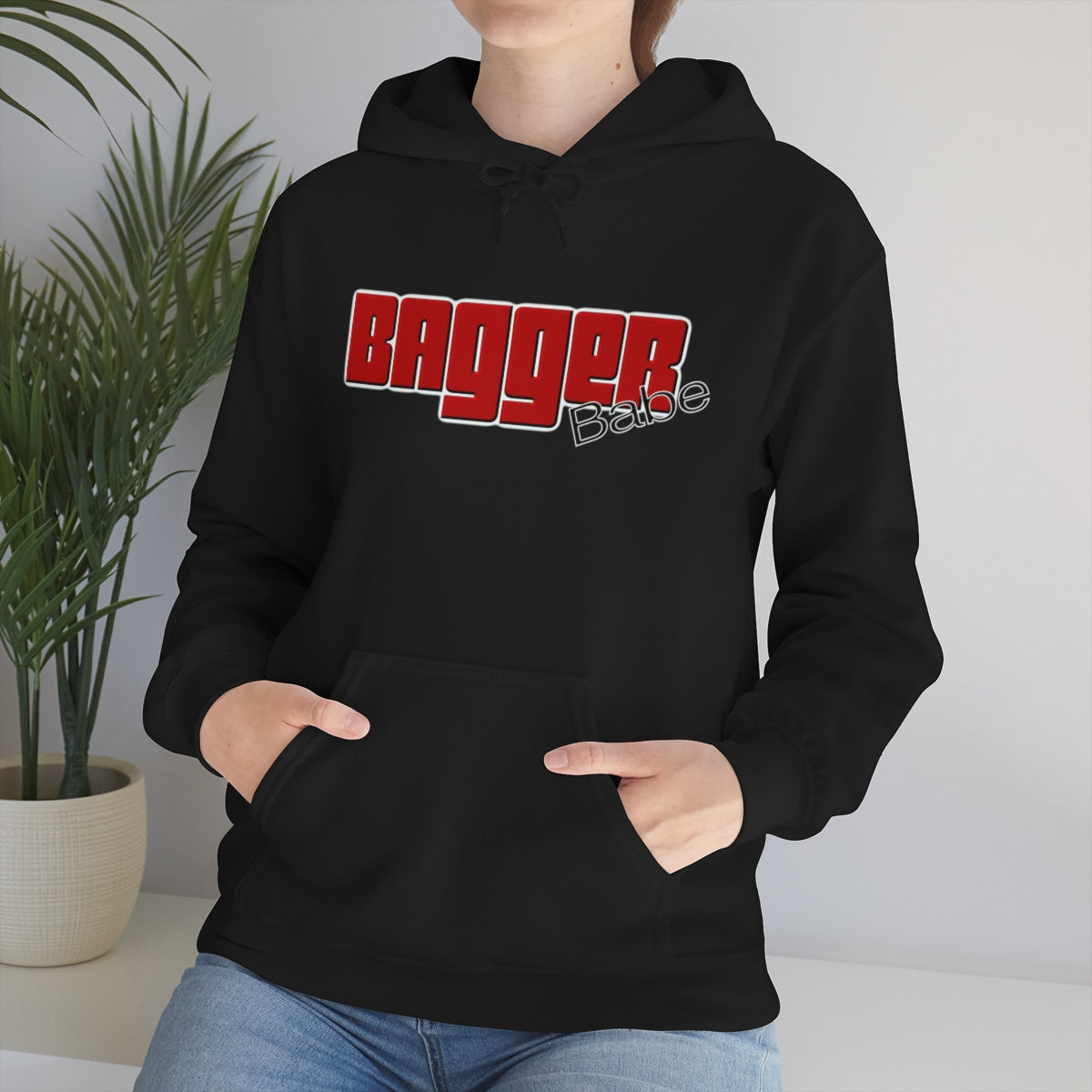 Bagger Babe (Red Letters) Unisex Heavy Blend™ Hooded Sweatshirt