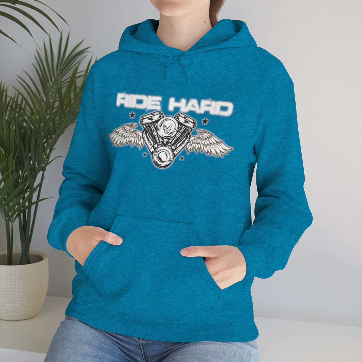Ride Hard (White Letter) Unisex Heavy Blend™ Hooded Sweatshirt