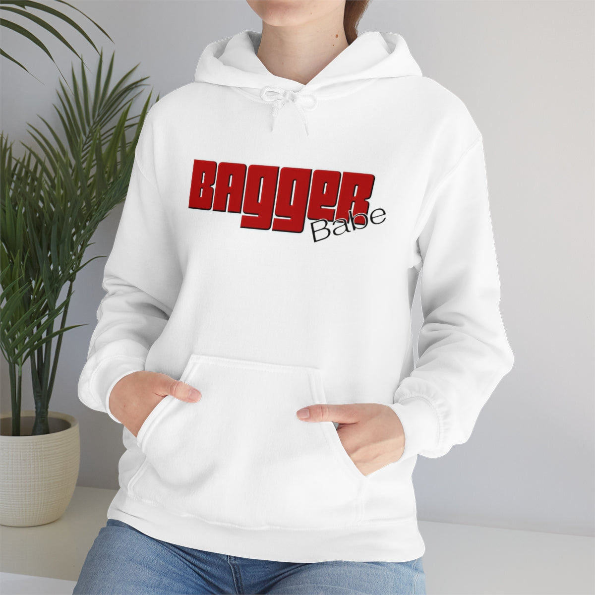 Bagger Babe (Red Letters) Unisex Heavy Blend™ Hooded Sweatshirt