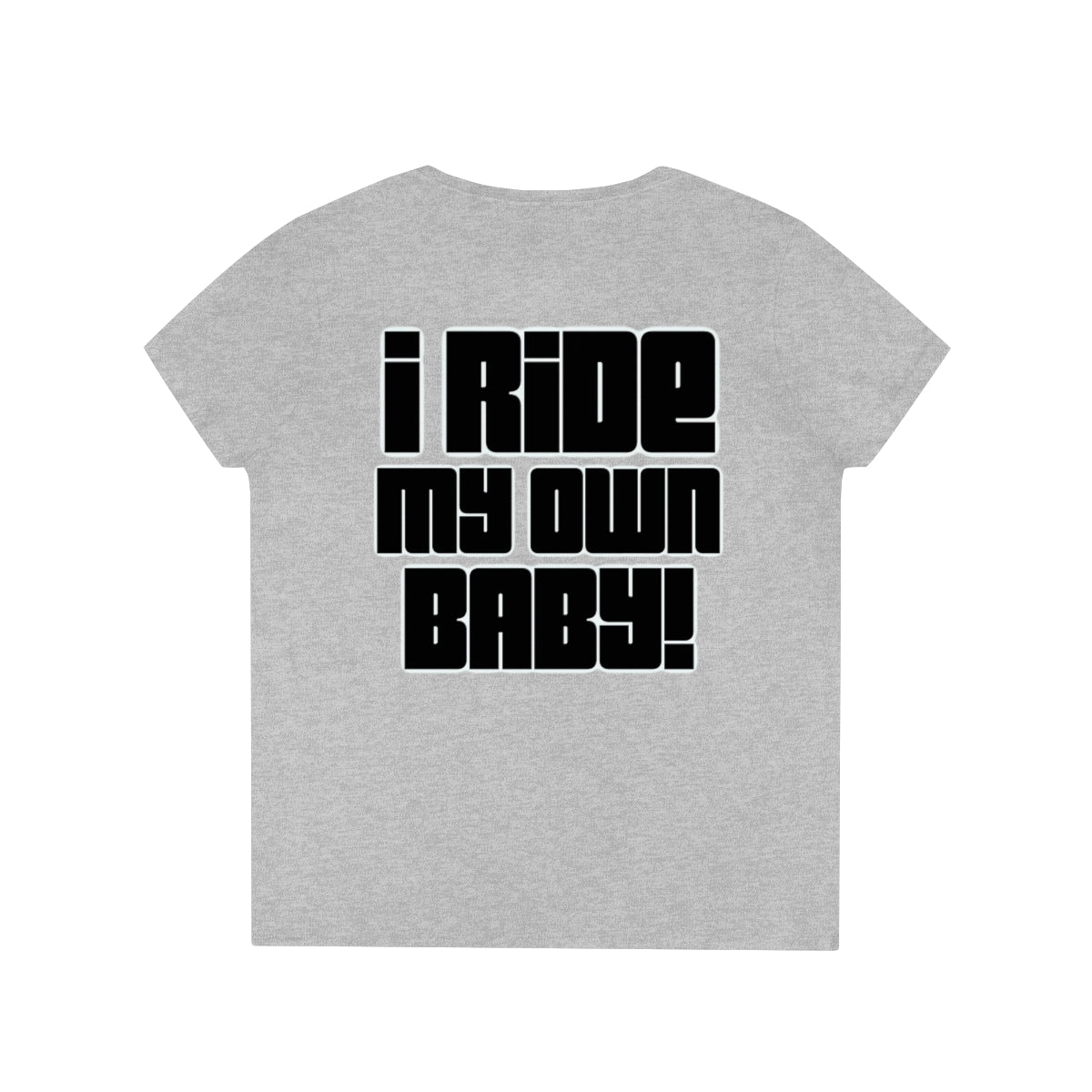 Ladies' V-Neck Bagger Babe T-Shirt (Black Letters)
