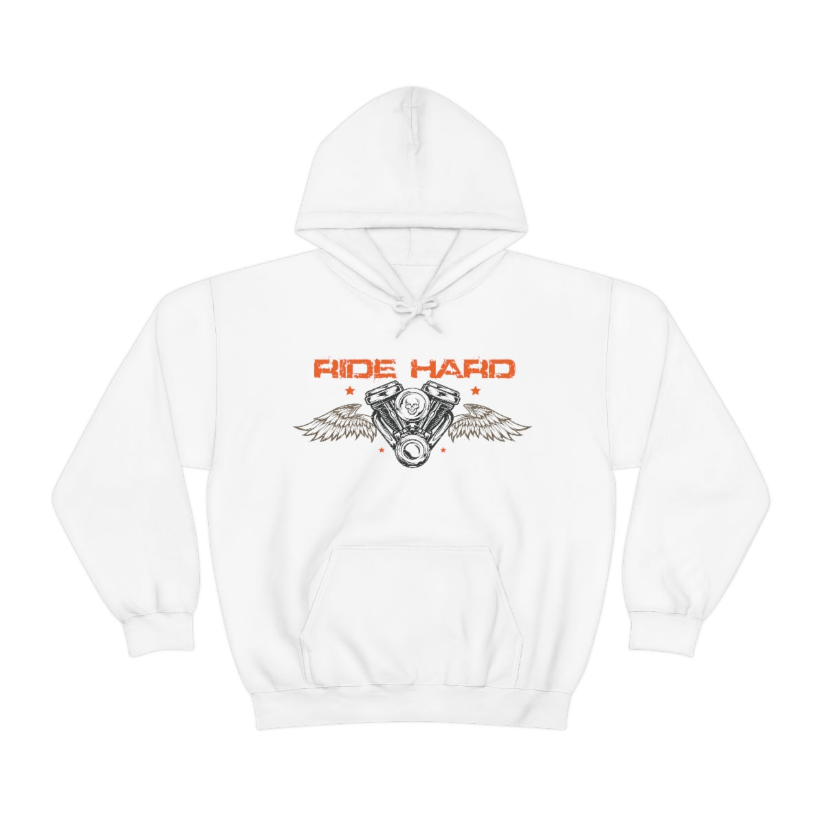 Ride Hard (Orange Letters) Unisex Heavy Blend™ Hooded Sweatshirt