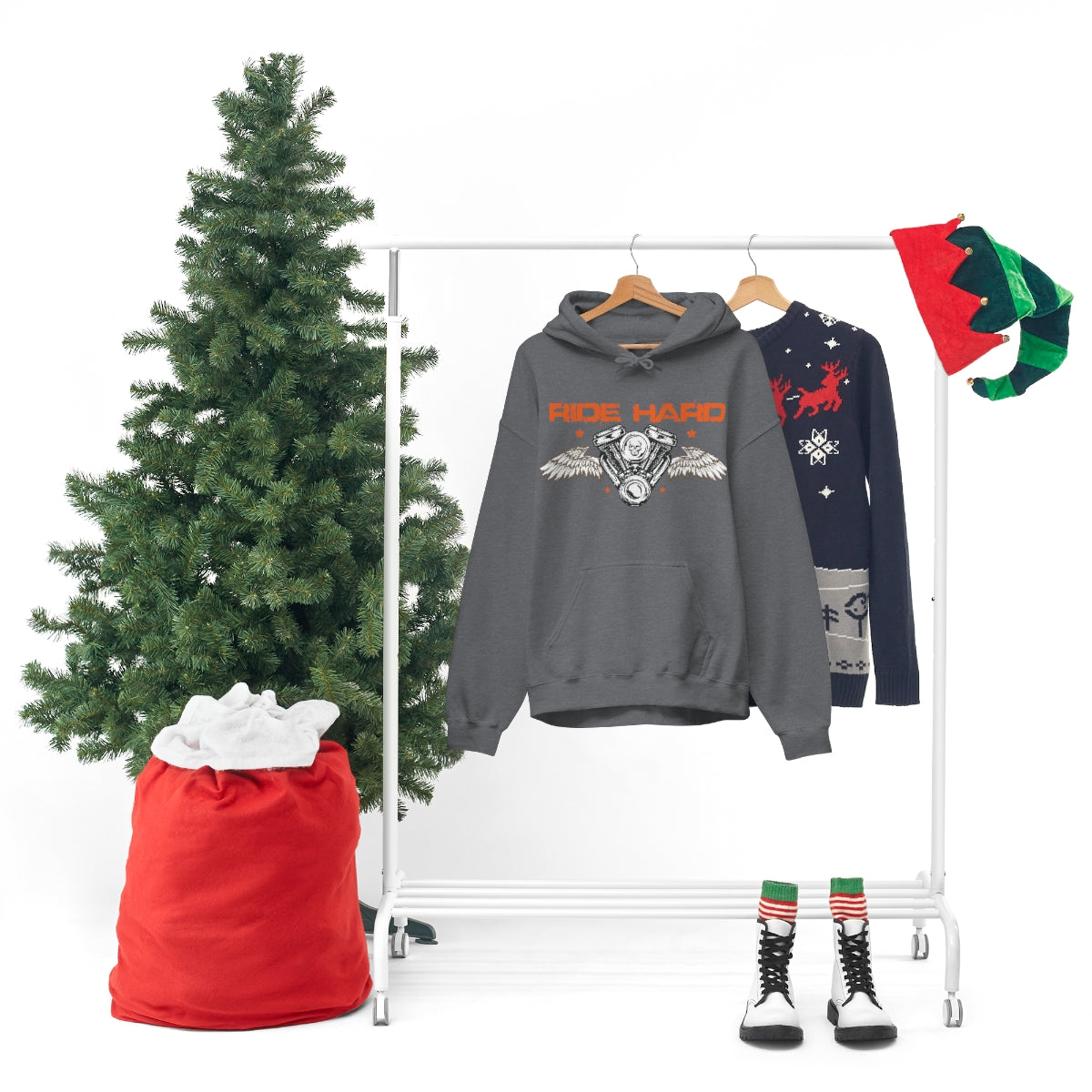 Ride Hard (Orange Letters) Unisex Heavy Blend™ Hooded Sweatshirt
