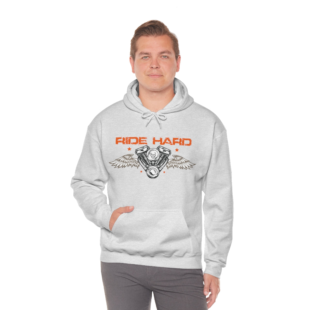 Ride Hard (Orange Letters) Unisex Heavy Blend™ Hooded Sweatshirt