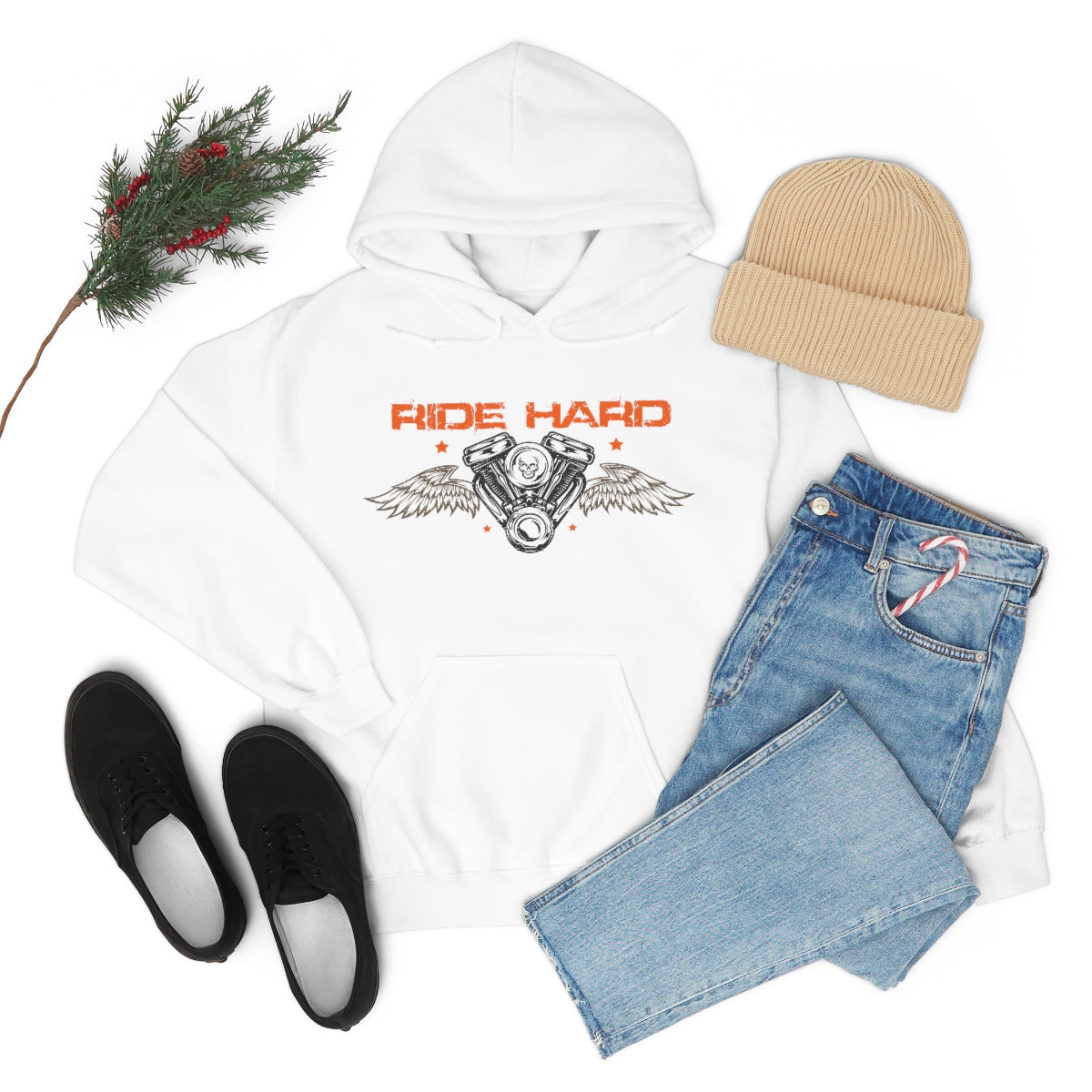 Ride Hard (Orange Letters) Unisex Heavy Blend™ Hooded Sweatshirt
