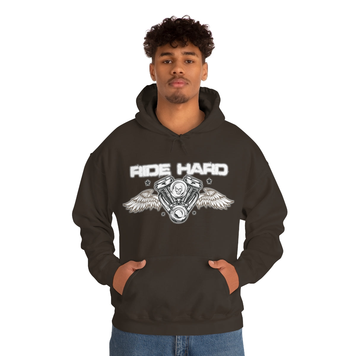 Ride Hard (White Letter) Unisex Heavy Blend™ Hooded Sweatshirt