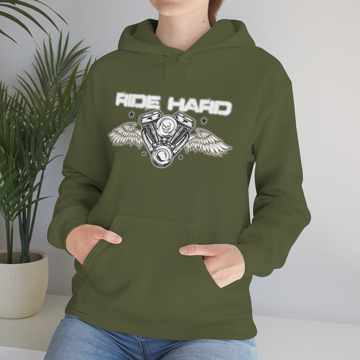Ride Hard (White Letter) Unisex Heavy Blend™ Hooded Sweatshirt
