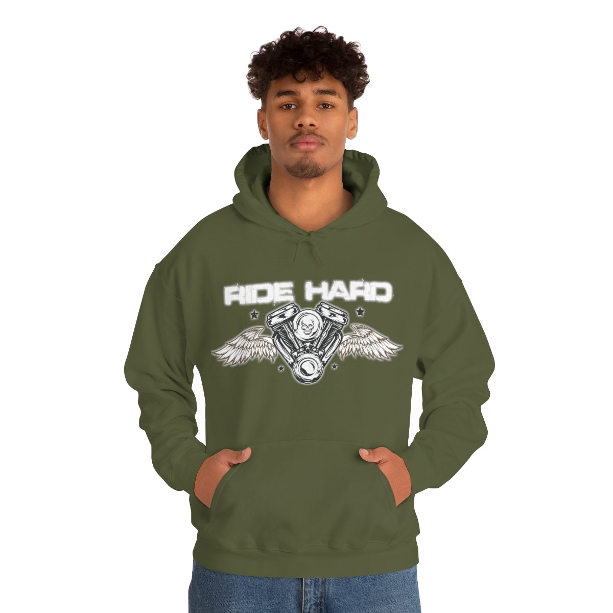 Ride Hard (White Letter) Unisex Heavy Blend™ Hooded Sweatshirt