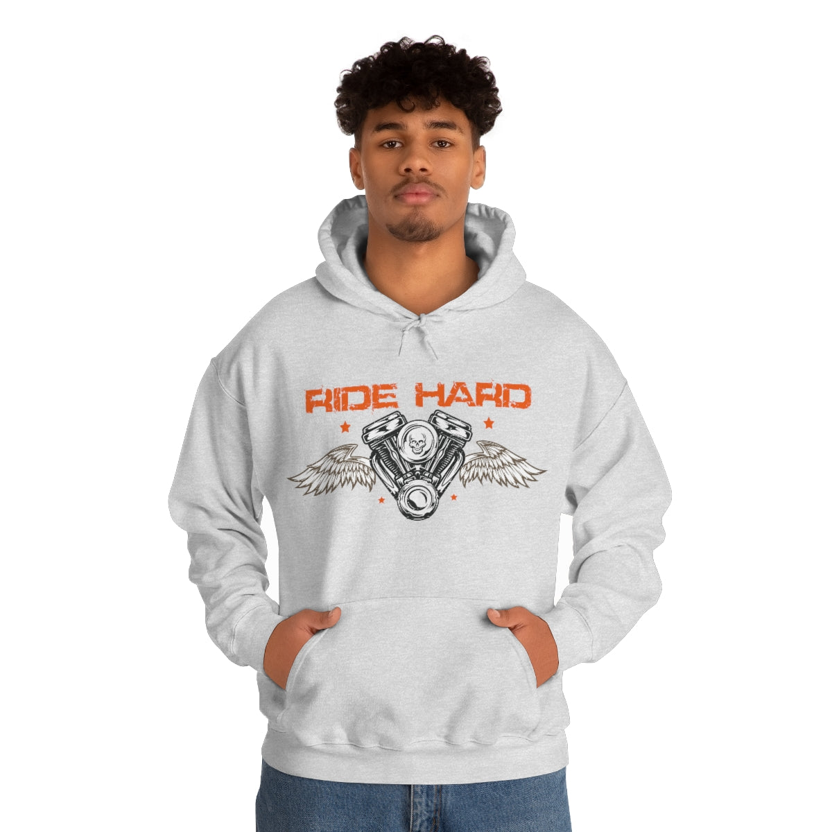 Ride Hard (Orange Letters) Unisex Heavy Blend™ Hooded Sweatshirt
