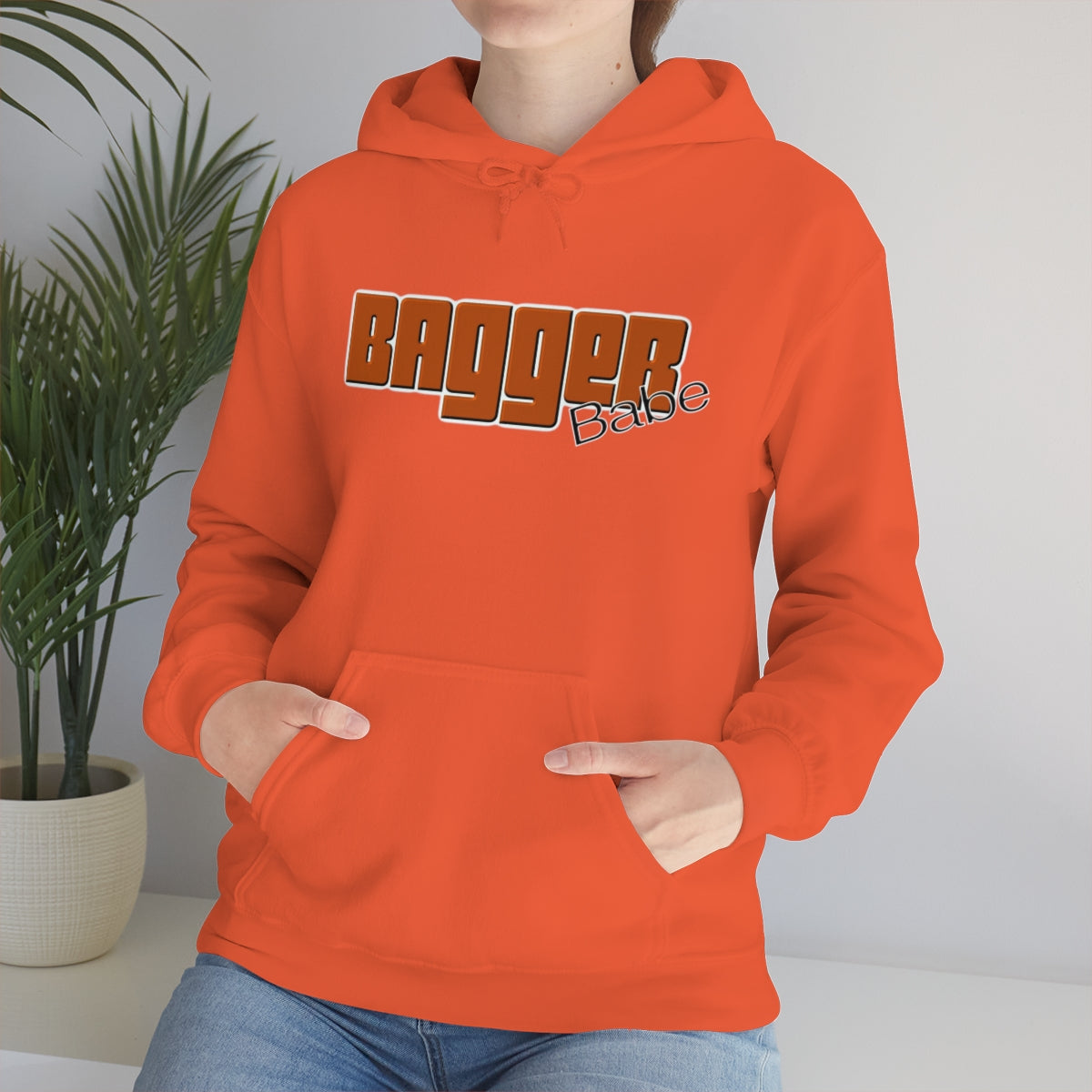 Bagger Babe ( Orange Letter ) Unisex Heavy Blend™ Hooded Sweatshirt