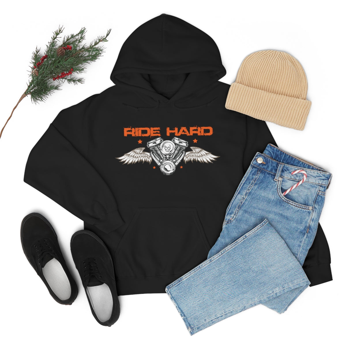 Ride Hard (Orange Letters) Unisex Heavy Blend™ Hooded Sweatshirt