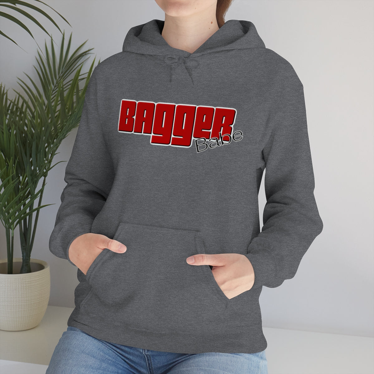 Bagger Babe (Red Letters) Unisex Heavy Blend™ Hooded Sweatshirt