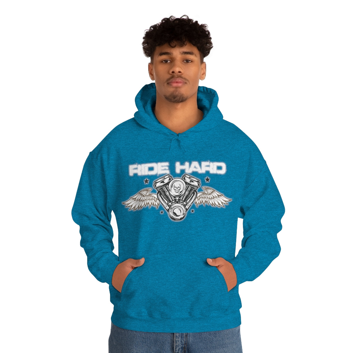 Ride Hard (White Letter) Unisex Heavy Blend™ Hooded Sweatshirt