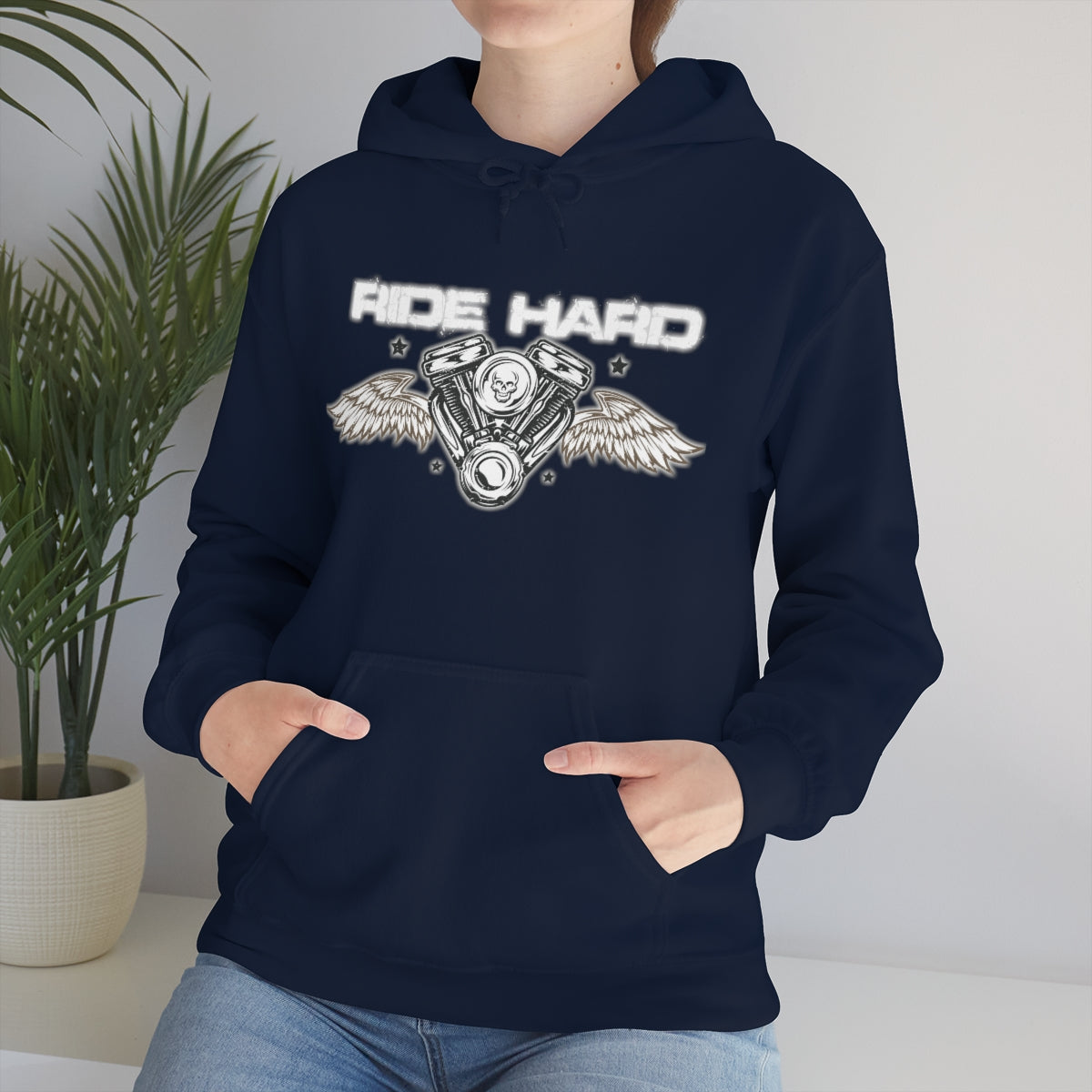 Ride Hard (White Letter) Unisex Heavy Blend™ Hooded Sweatshirt