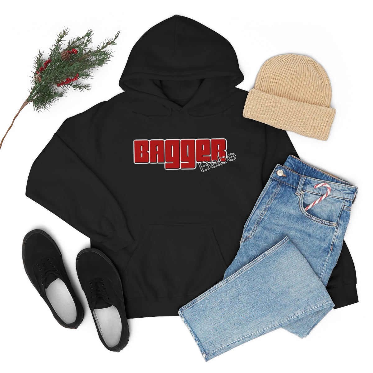 Bagger Babe (Red Letters) Unisex Heavy Blend™ Hooded Sweatshirt