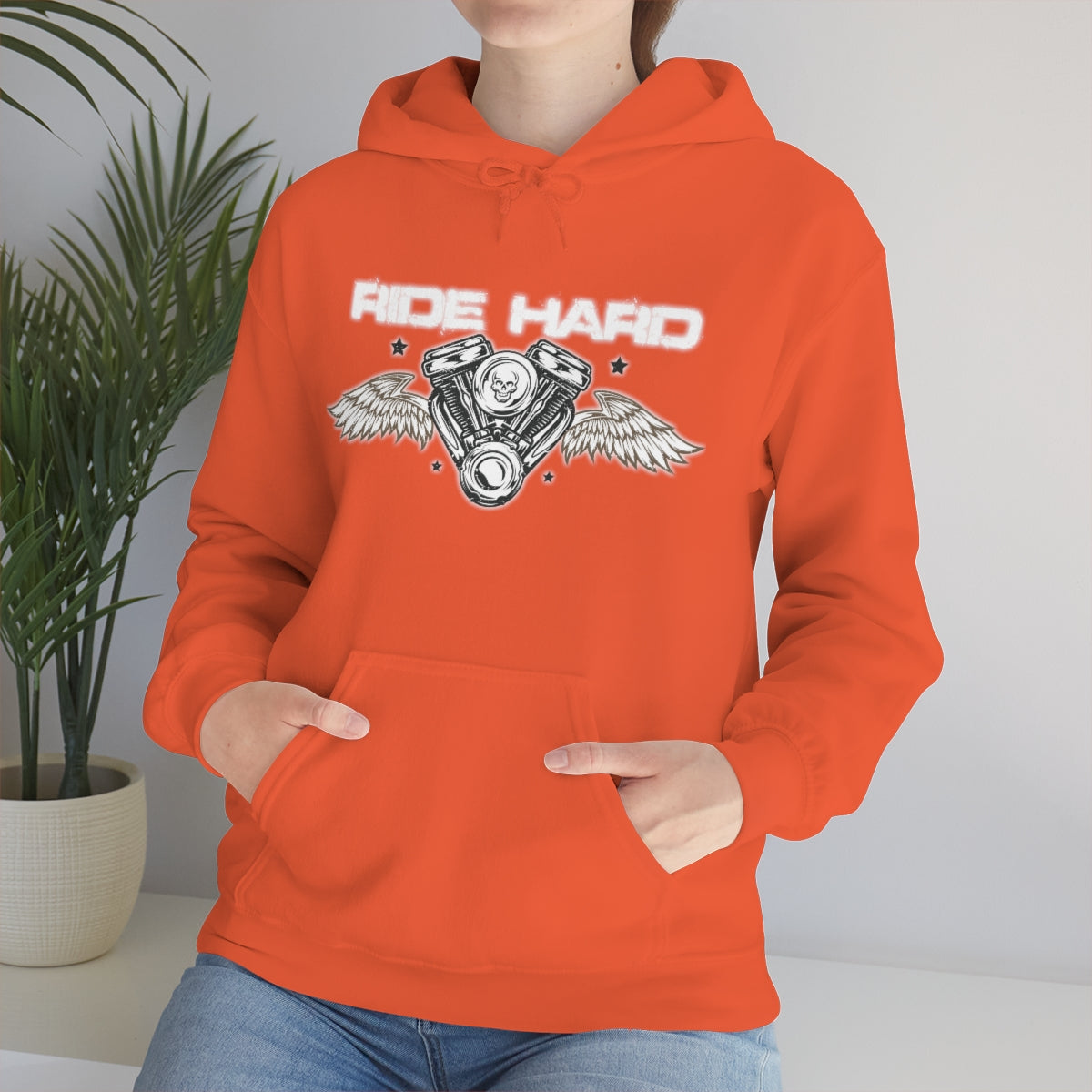 Ride Hard (White Letter) Unisex Heavy Blend™ Hooded Sweatshirt