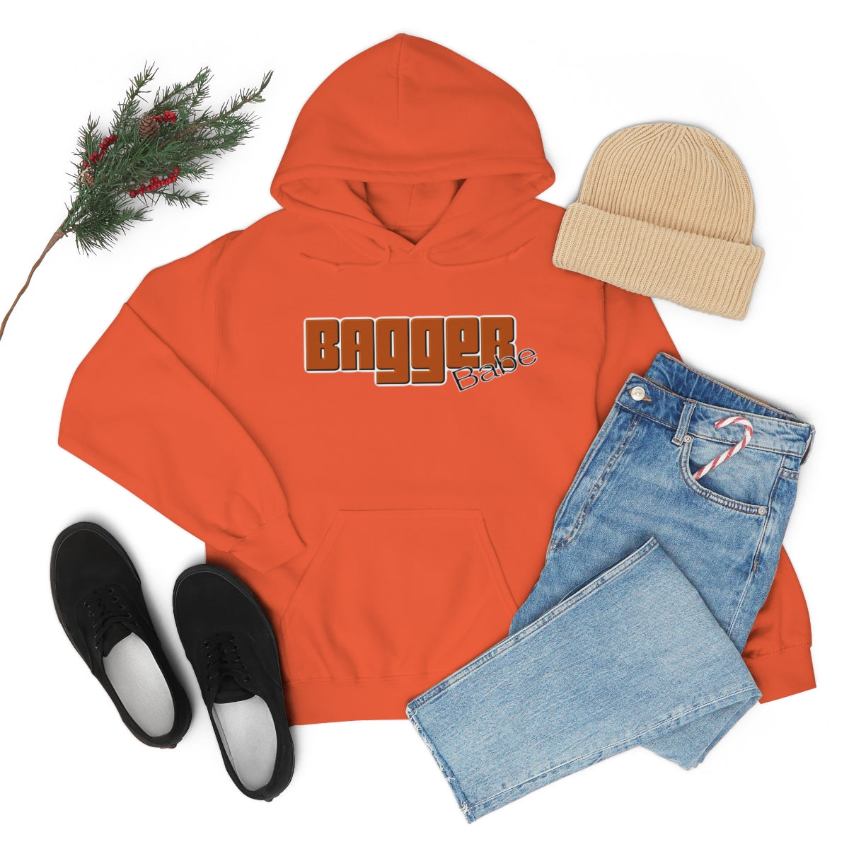 Bagger Babe ( Orange Letter ) Unisex Heavy Blend™ Hooded Sweatshirt