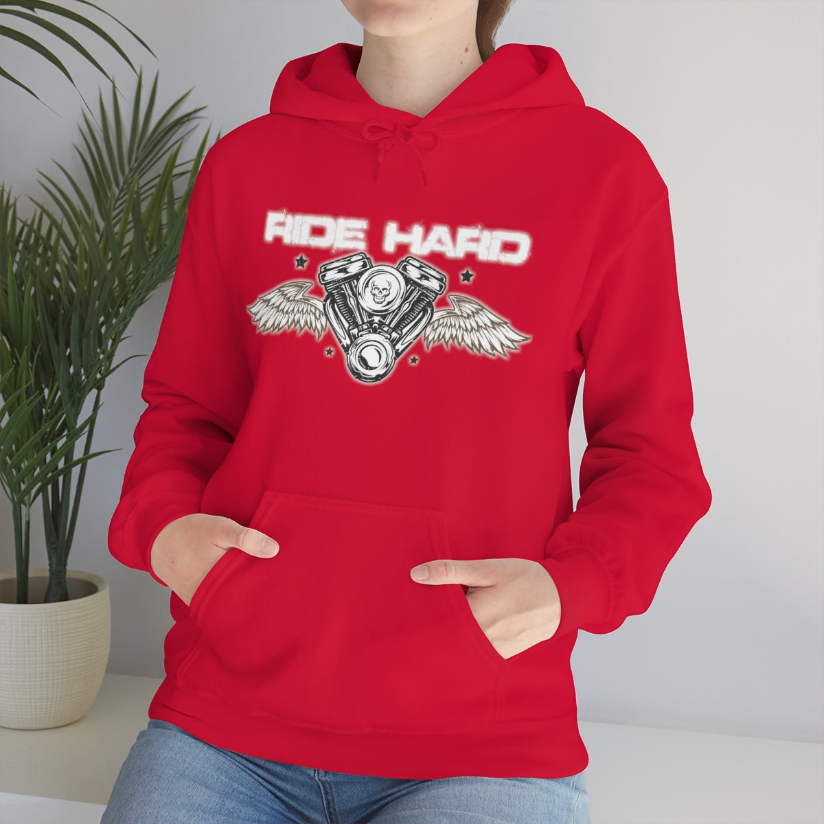 Ride Hard (White Letter) Unisex Heavy Blend™ Hooded Sweatshirt