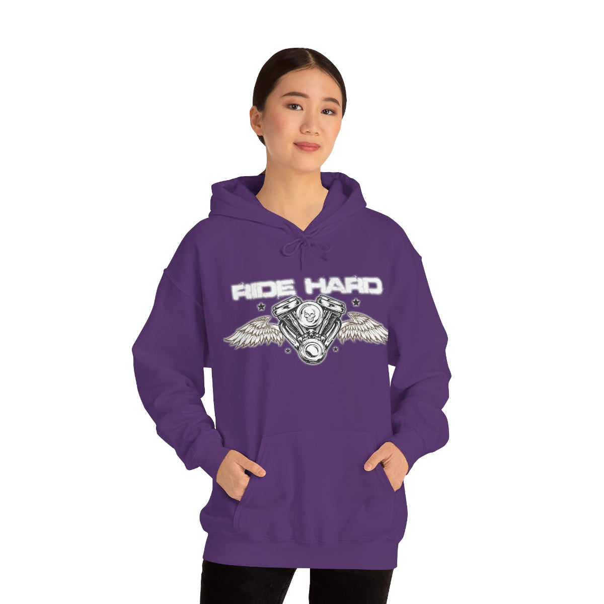 Ride Hard (White Letter) Unisex Heavy Blend™ Hooded Sweatshirt