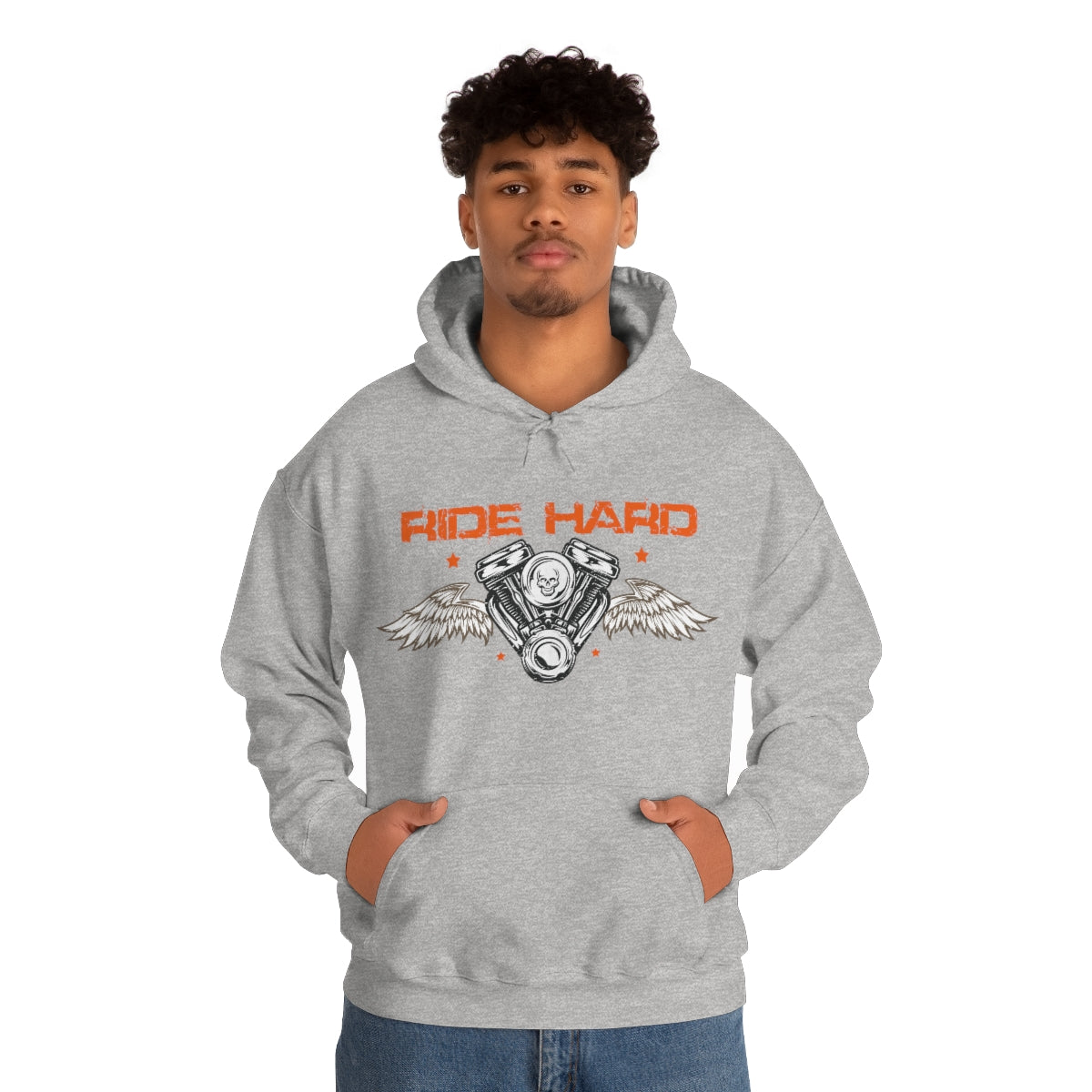 Ride Hard (Orange Letters) Unisex Heavy Blend™ Hooded Sweatshirt