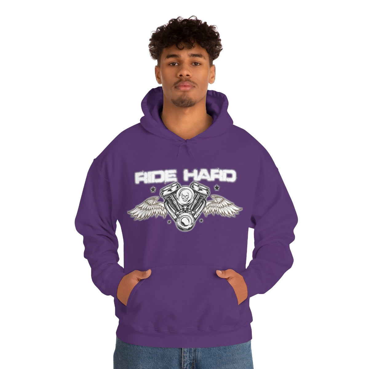 Ride Hard (White Letter) Unisex Heavy Blend™ Hooded Sweatshirt