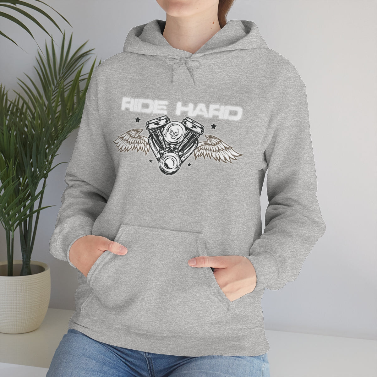 Ride Hard (White Letter) Unisex Heavy Blend™ Hooded Sweatshirt