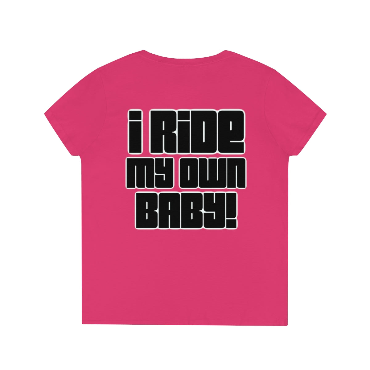 Ladies' V-Neck Bagger Babe T-Shirt (Black Letters)