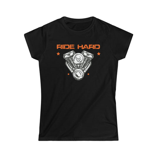 Ride Hard Women's Softstyle Tee Black or White