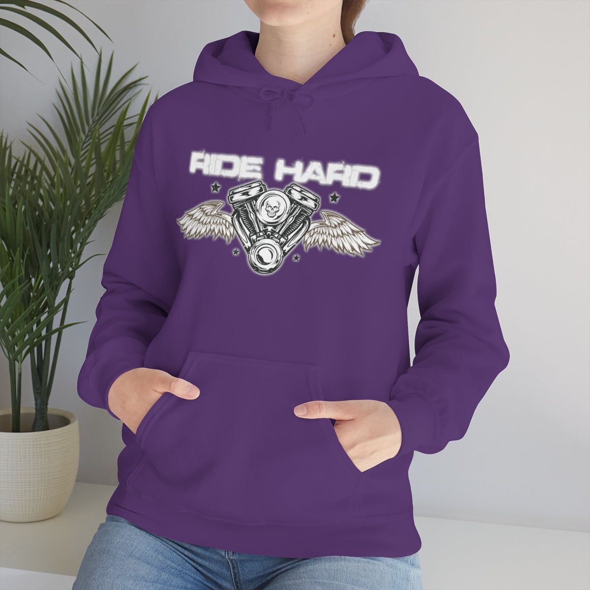 Ride Hard (White Letter) Unisex Heavy Blend™ Hooded Sweatshirt