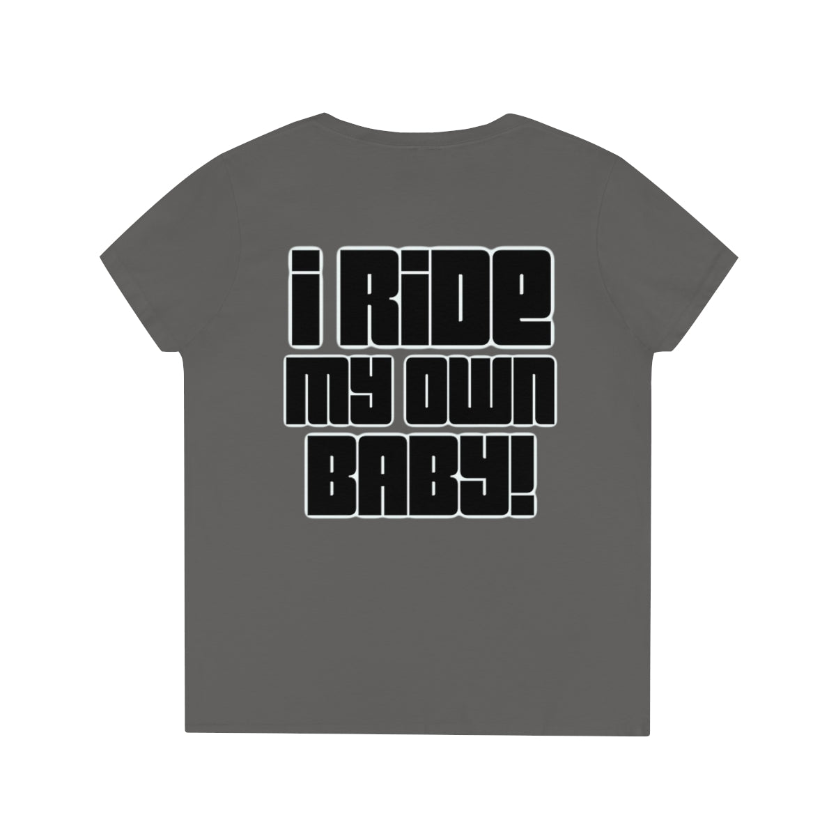 Ladies' V-Neck Bagger Babe T-Shirt (Black Letters)