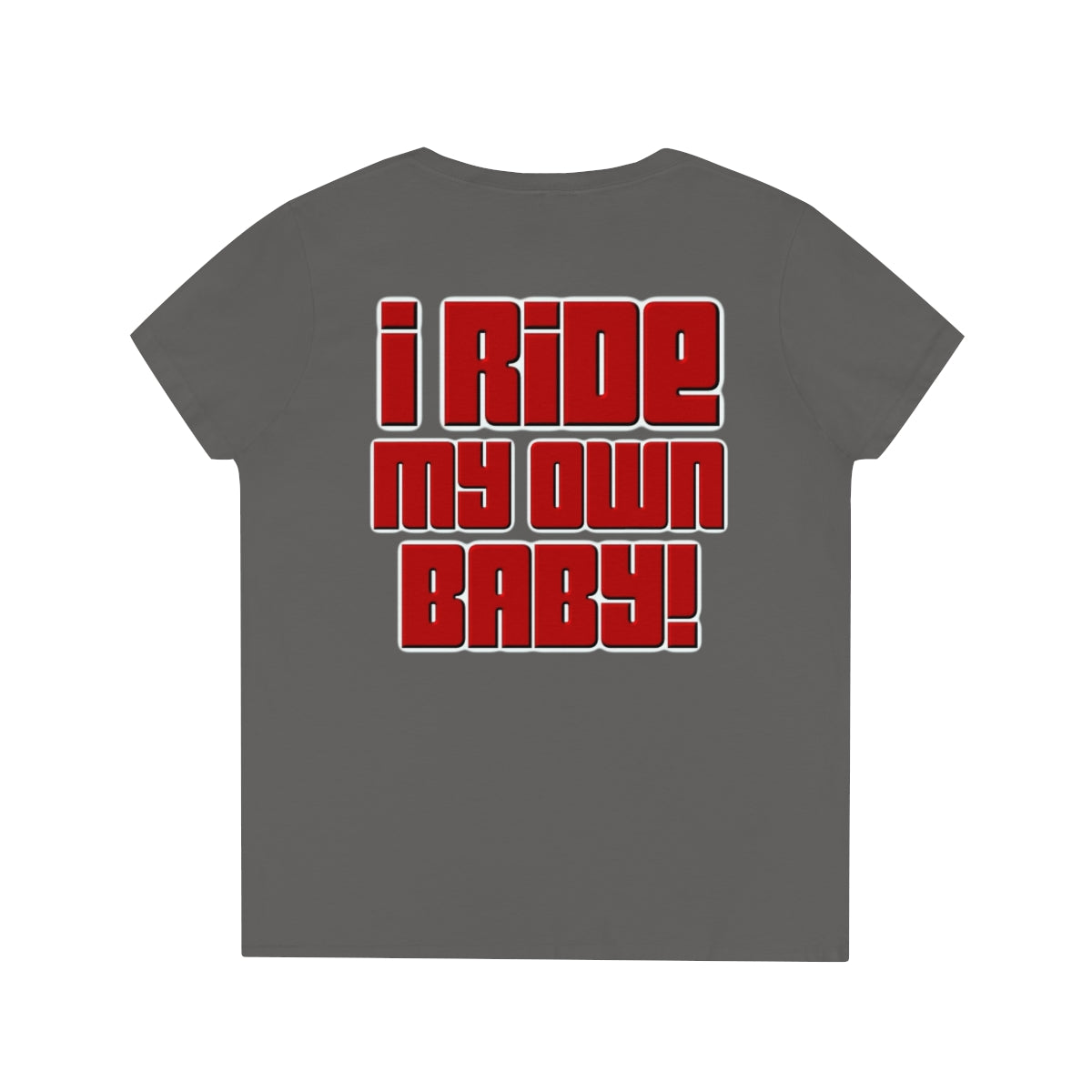 Ladies' V-Neck Bagger Babe T-Shirt (Red Letters)