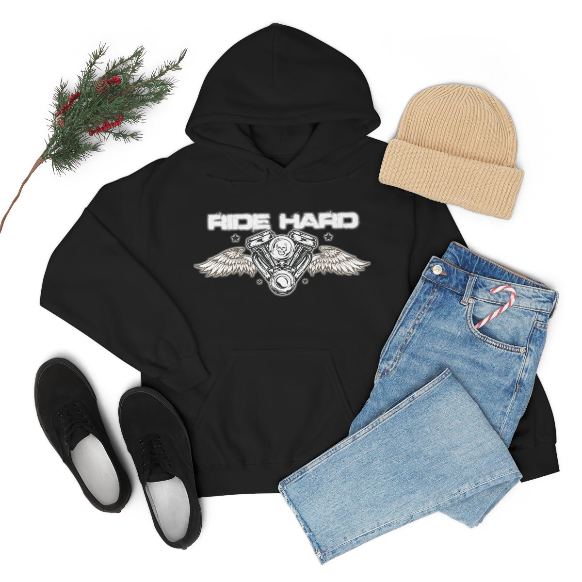 Ride Hard (White Letter) Unisex Heavy Blend™ Hooded Sweatshirt