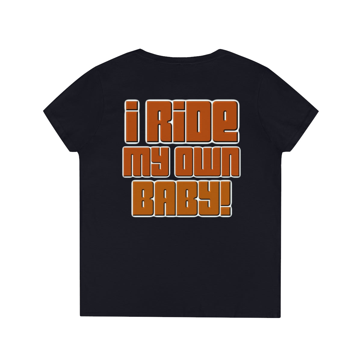 Ladies' V-Neck Bagger Babe T-Shirt (Orange Letters)