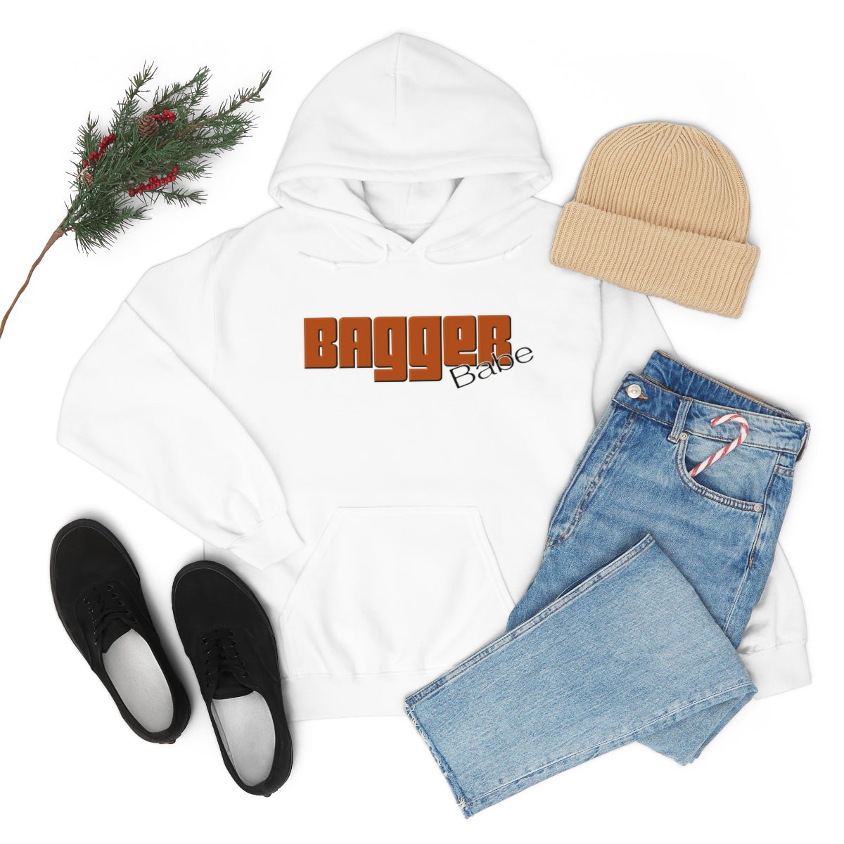 Bagger Babe ( Orange Letter ) Unisex Heavy Blend™ Hooded Sweatshirt