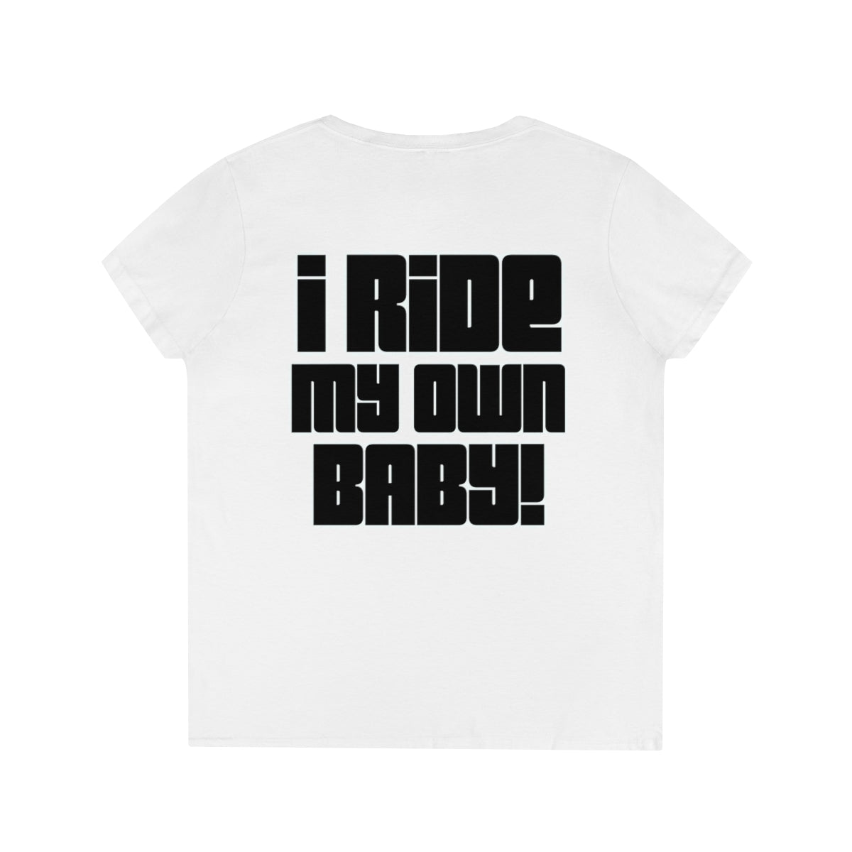 Ladies' V-Neck Bagger Babe T-Shirt (Black Letters)