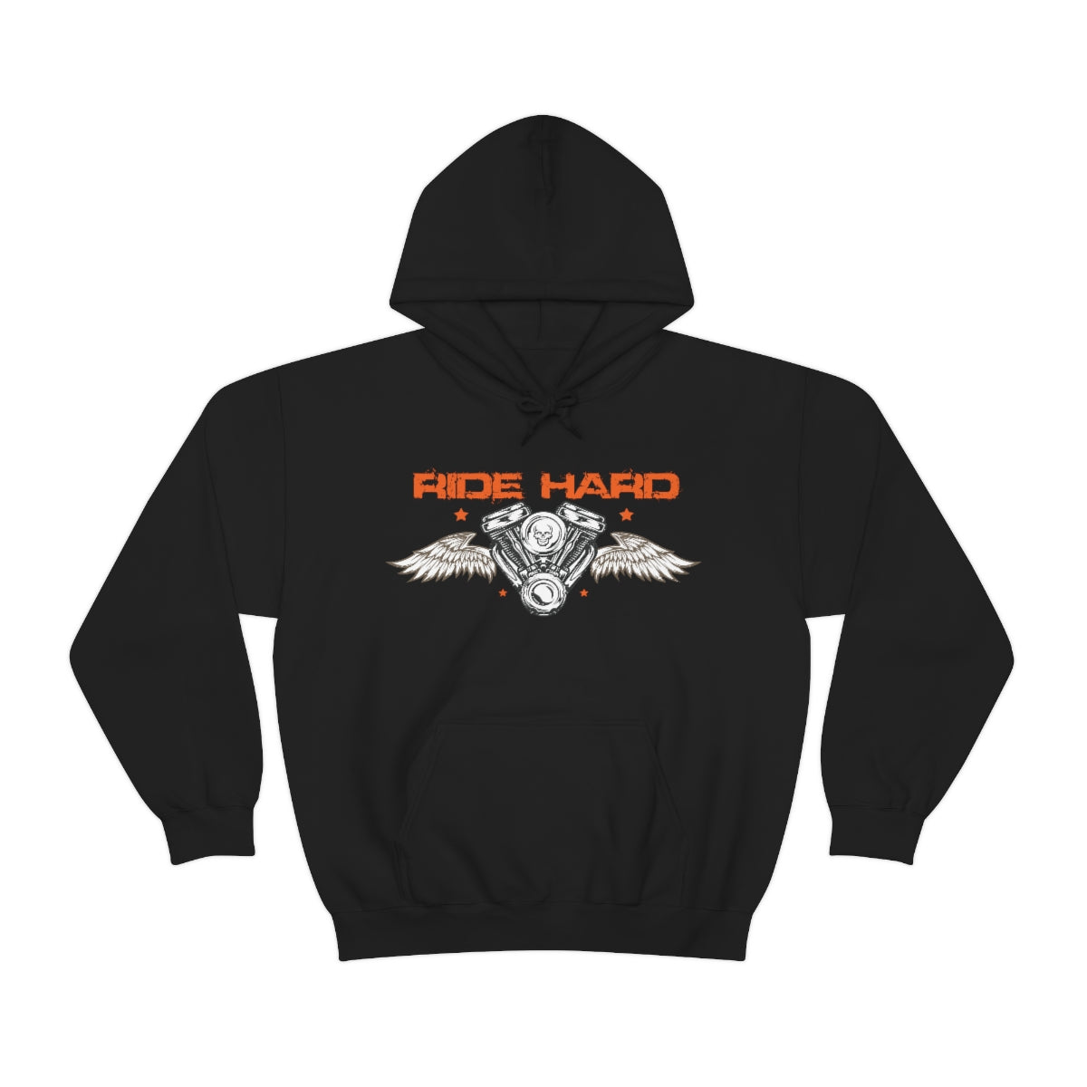 Ride Hard (Orange Letters) Unisex Heavy Blend™ Hooded Sweatshirt