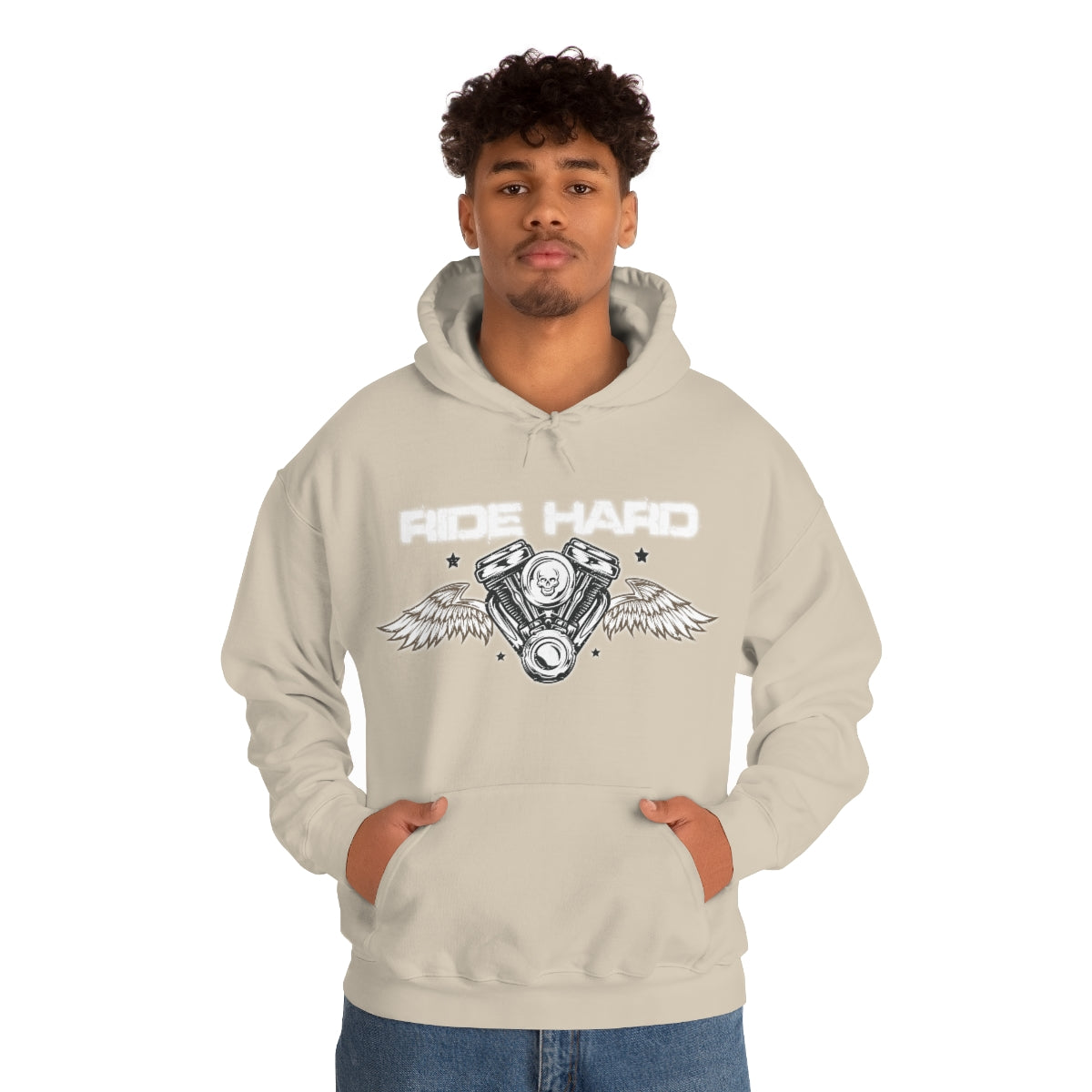 Ride Hard (White Letter) Unisex Heavy Blend™ Hooded Sweatshirt