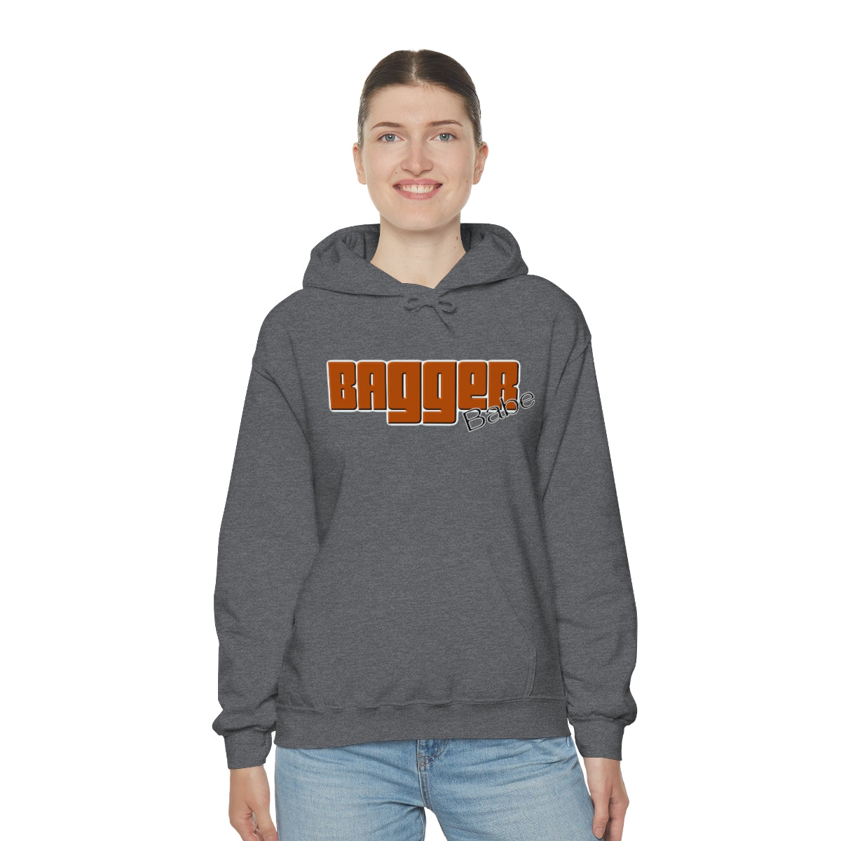 Bagger Babe ( Orange Letter ) Unisex Heavy Blend™ Hooded Sweatshirt