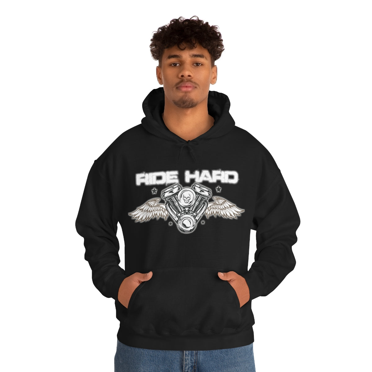Ride Hard (White Letter) Unisex Heavy Blend™ Hooded Sweatshirt