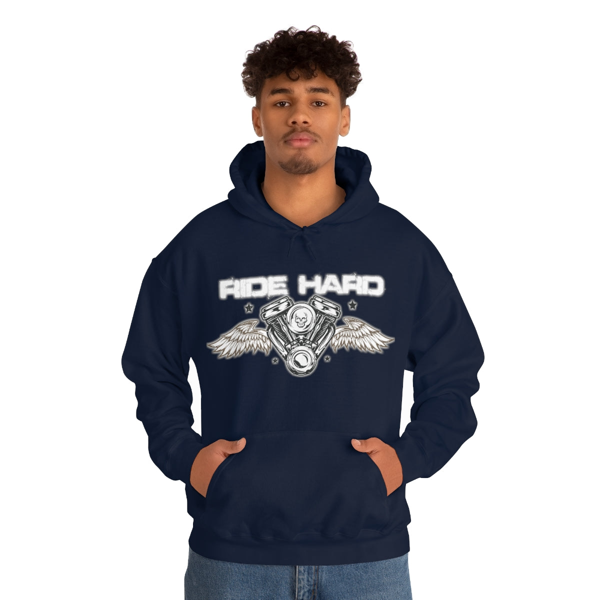Ride Hard (White Letter) Unisex Heavy Blend™ Hooded Sweatshirt