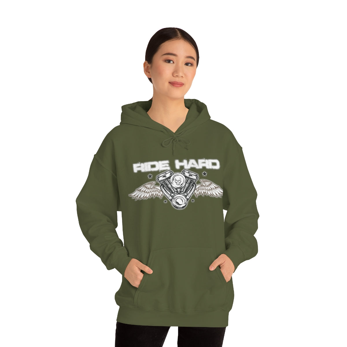 Ride Hard (White Letter) Unisex Heavy Blend™ Hooded Sweatshirt