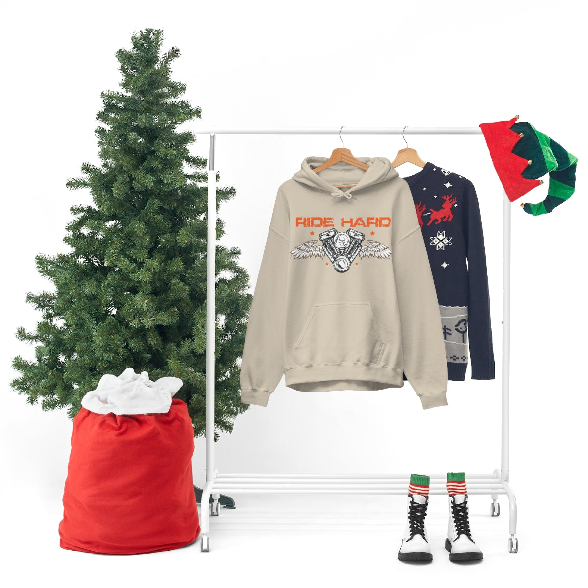 Ride Hard (Orange Letters) Unisex Heavy Blend™ Hooded Sweatshirt