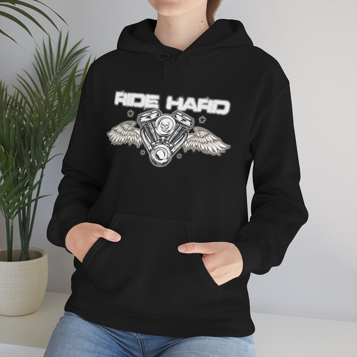Ride Hard (White Letter) Unisex Heavy Blend™ Hooded Sweatshirt