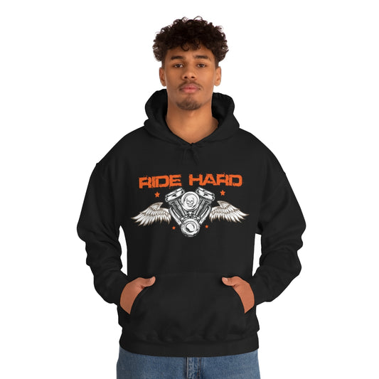 Ride Hard (Orange Letters) Unisex Heavy Blend™ Hooded Sweatshirt