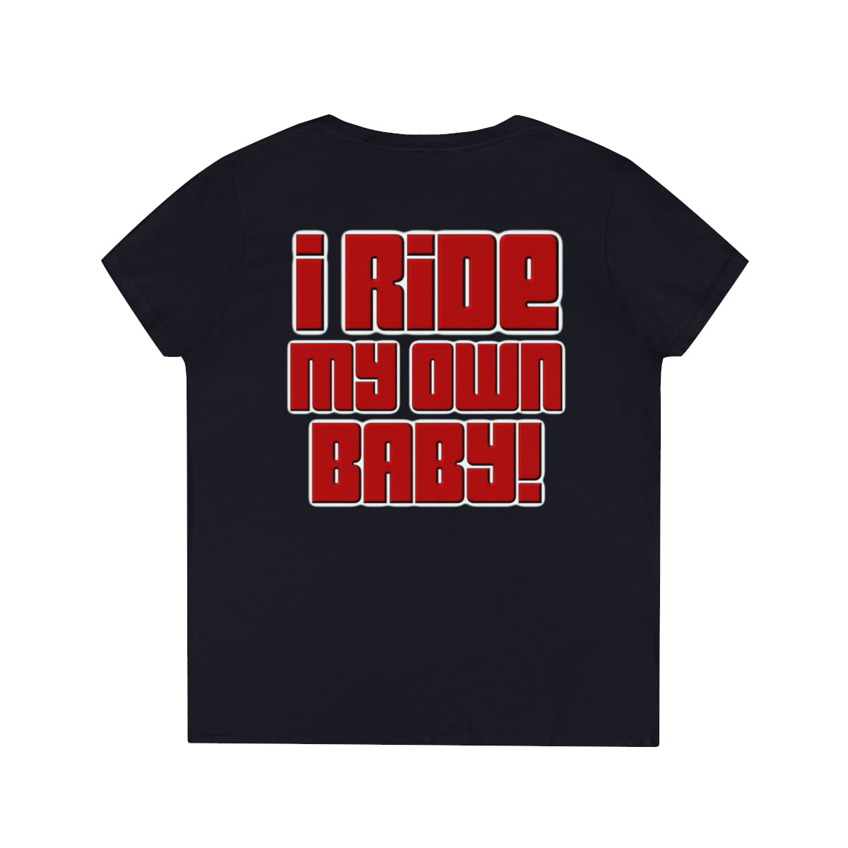 Ladies' V-Neck Bagger Babe T-Shirt (Red Letters)