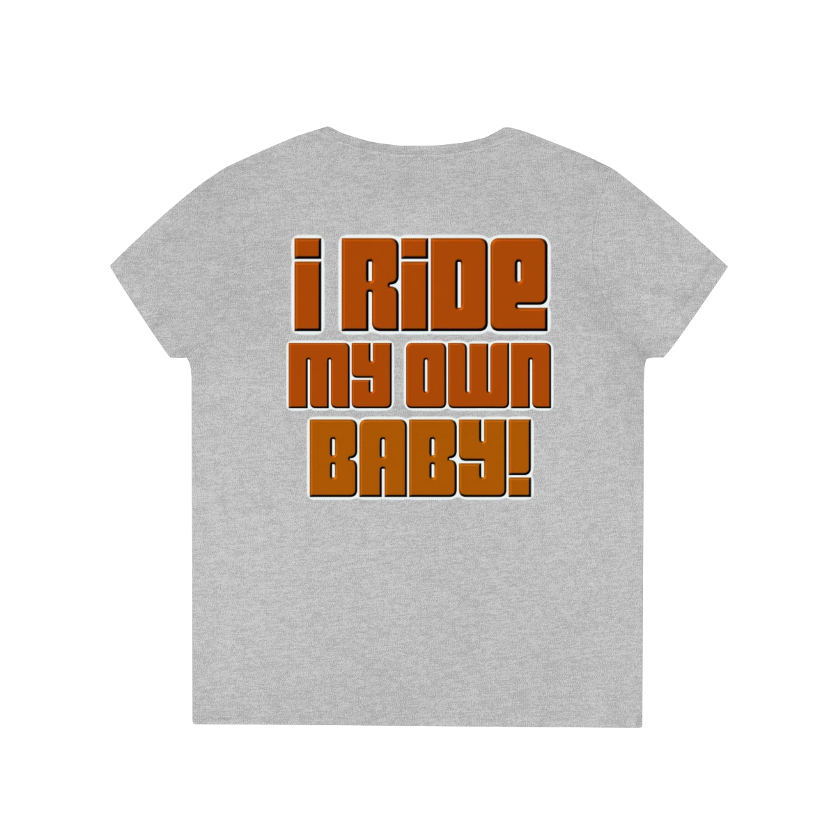 Ladies' V-Neck Bagger Babe T-Shirt (Orange Letters)