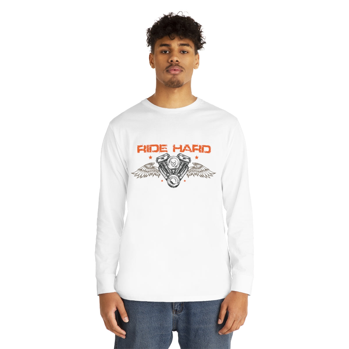 Ride Hard Long Sleeve Tee Orang text
