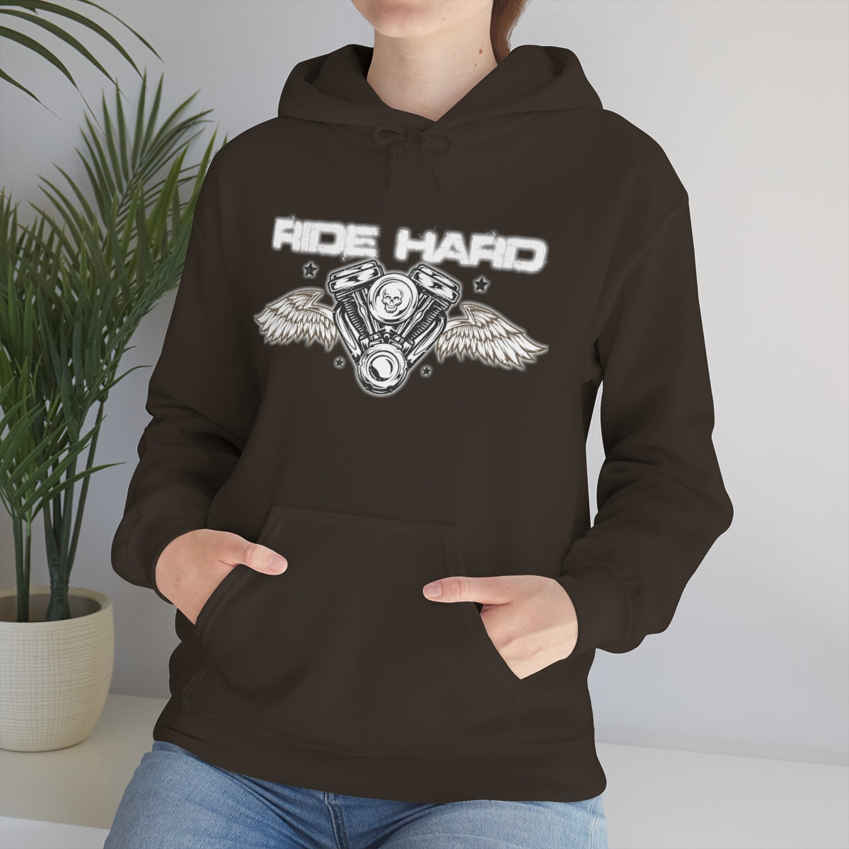 Ride Hard (White Letter) Unisex Heavy Blend™ Hooded Sweatshirt