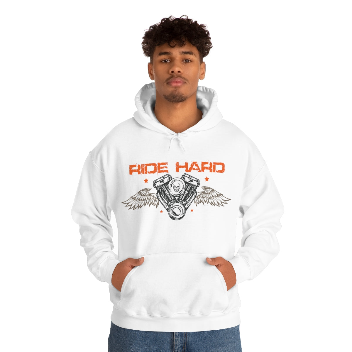 Ride Hard (Orange Letters) Unisex Heavy Blend™ Hooded Sweatshirt